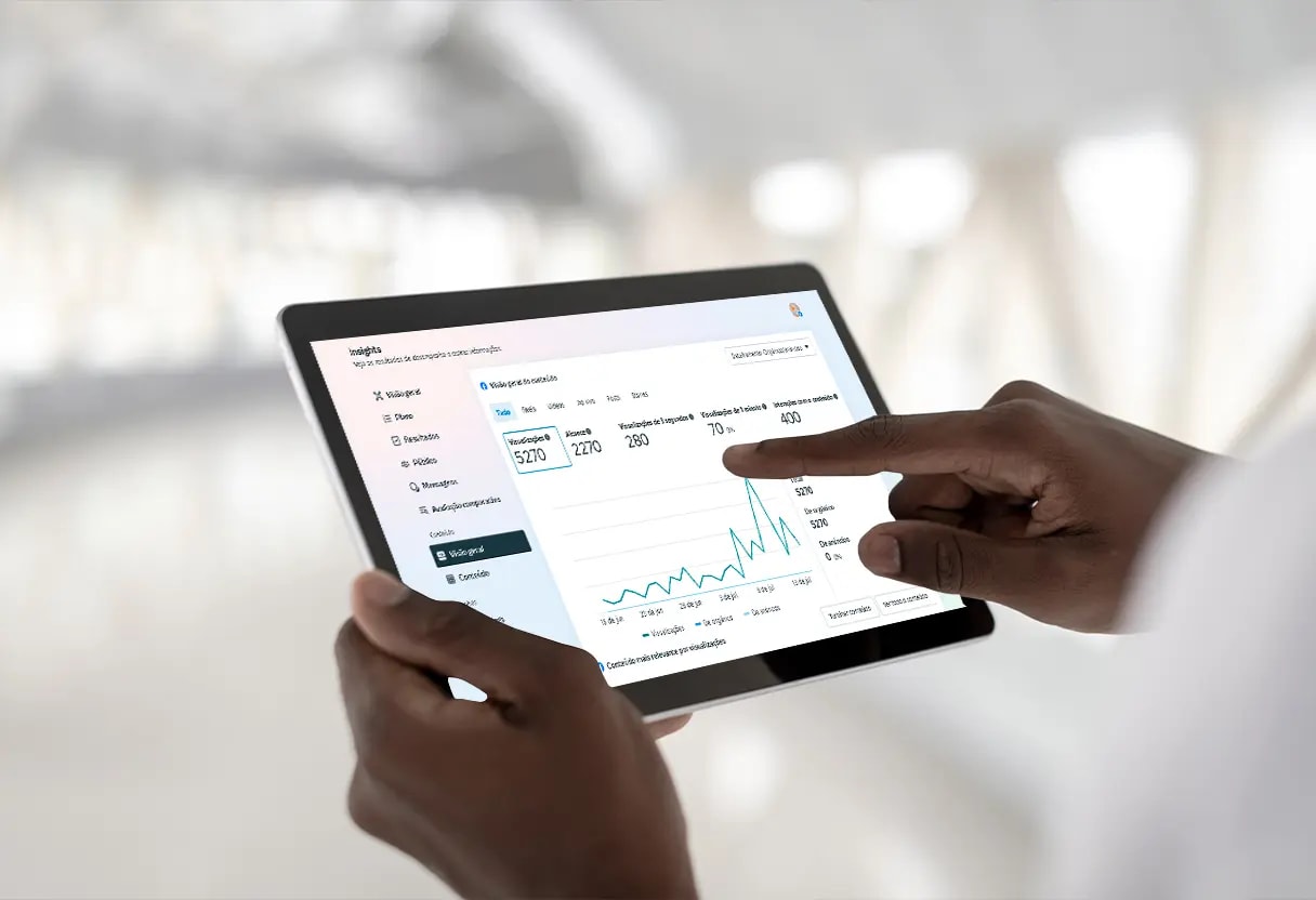 A Tablet shows many results of successful marketing campaigns