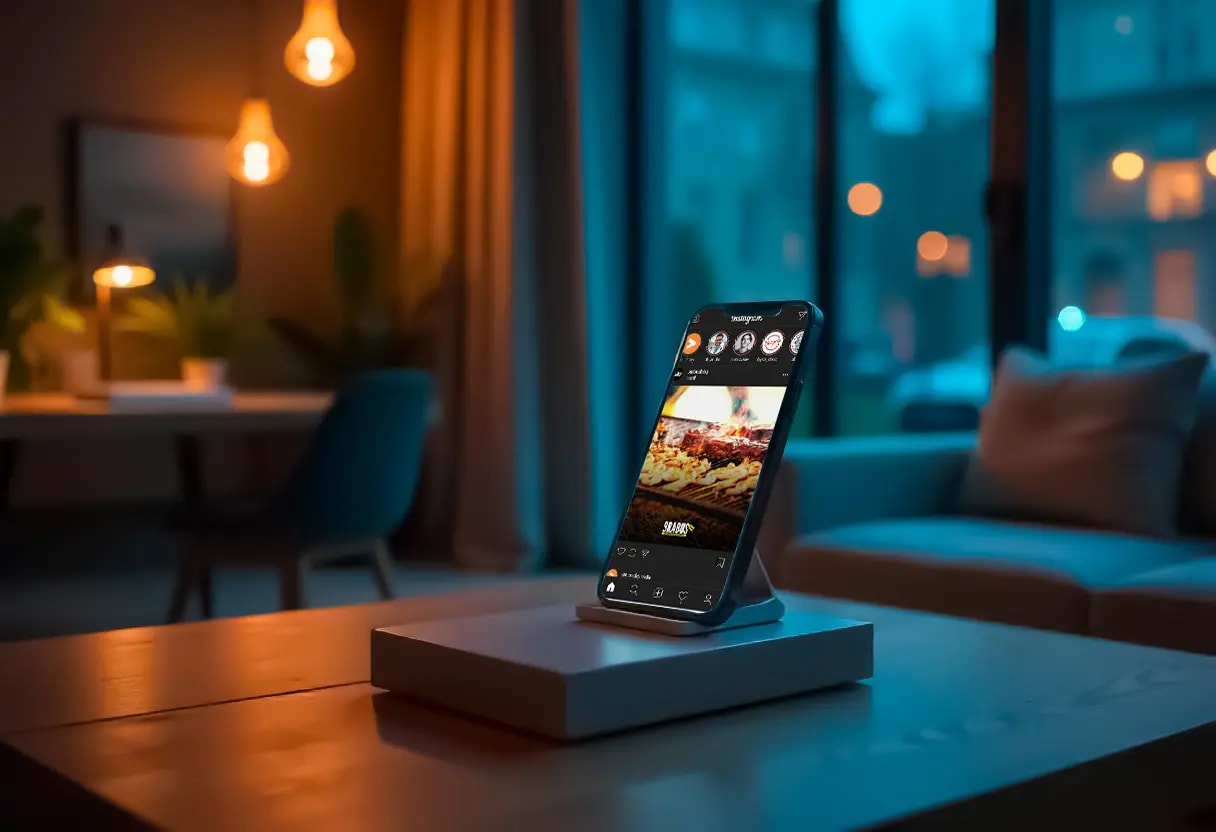 A smartphone shows a Brabus BBQ's post at Instagram.